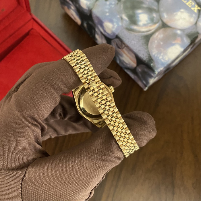 Rolex Lady-Datejust Gold Stella Turquoise Diamond Dial 69178