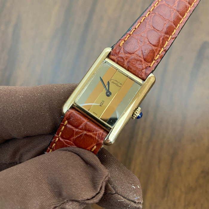 Cartier Tank Vermeil Trinity Dial  925 Plated Silver