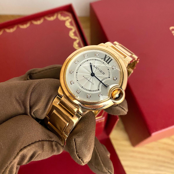 Cartier Ballon Blue 36mm Rose Gold Diamond Dial