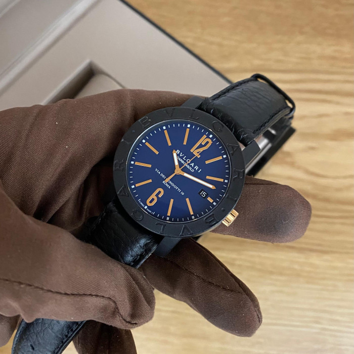 Bvlgari Carbon Gold BB40CL Blu Dial Rose Gold index with box