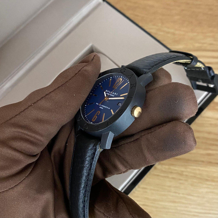 Bvlgari Carbon Gold BB40CL Blu Dial Rose Gold index with box