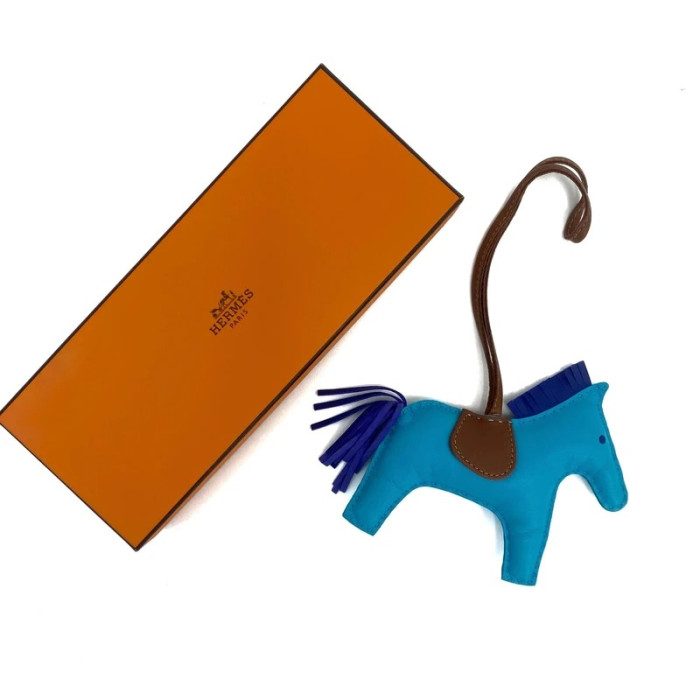 Hermes Rodeo Charm MM Charm Agneau Milo Blue aztec