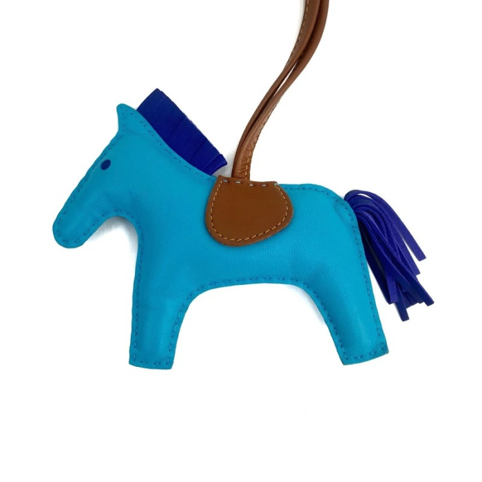 Hermes Rodeo Charm MM Charm Agneau Milo Blue aztec