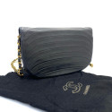 Chanel Half Moon Lamskin Chain Shoulder Back Black Gold metal fittings
