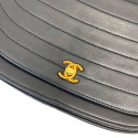 Chanel Half Moon Lamskin Chain Shoulder Back Black Gold metal fittings