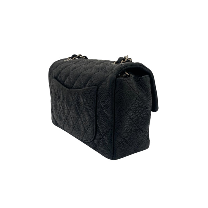 Chanel Mini Matelasse 20 Caviar Skin Single Flap Single Chain Bag Black Gold Metal Fittings