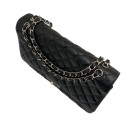 Chanel DEKAMATRASSE 34 Maxi Caviar Skin Single Flap Double Chain Bag Black Silver Metal Fittings