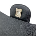Chanel DEKAMATRASSE 34 Maxi Caviar Skin Single Flap Double Chain Bag Black Silver Metal Fittings