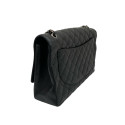 Chanel DEKAMATRASSE 34 Maxi Caviar Skin Single Flap Double Chain Bag Black Silver Metal Fittings