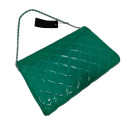 Chanel Matelasse Patent Leather Chain Shoulder Bag Green Silver Metal Fittings