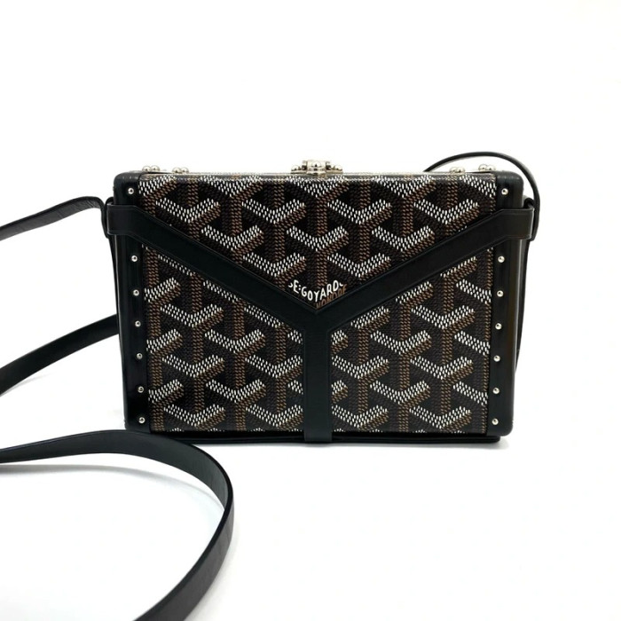 Goyard Minaudière trunk bag leather Shoulder bag Black