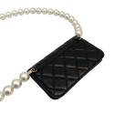 Chanel Matelasse Lambskin Chain Wallet Pearl Black Gold Metal Fittings