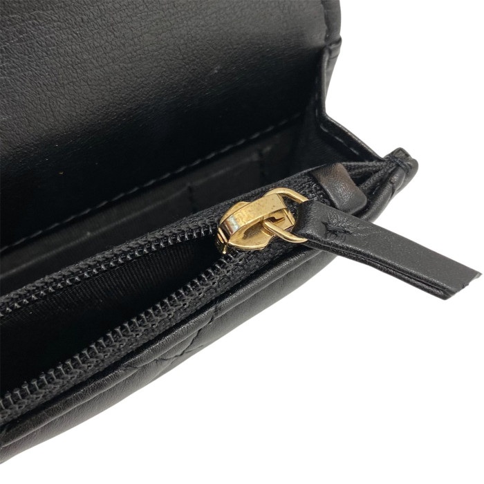 Chanel Matelasse Lambskin Chain Wallet Pearl Black Gold Metal Fittings