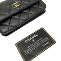 Chanel Matelasse Lambskin Chain Wallet Pearl Black Gold Metal Fittings