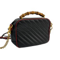 Gucci Bamboo GG Marmont Leather 2 Way Handbag Black
