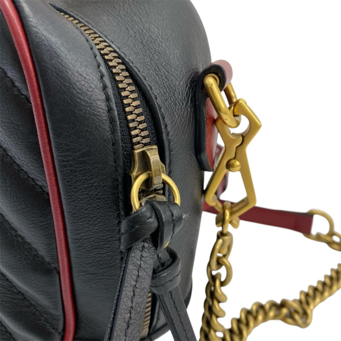 Gucci Bamboo GG Marmont Leather 2 Way Handbag Black