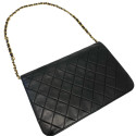 Chanel Matelasse Lambskin Single Flap Single Chain Bag push lock Black Gold Metal Fittings