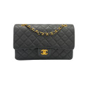 Chanel Matelasse 25 Lambskin Double Flap Double Chain Bag Black Gold Metal Fittings