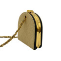 Chanel Matalasse Straw Chain Shoulder Bag Gamaguchi Beige Gold Metal Fittings