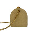 Chanel Matalasse Straw Chain Shoulder Bag Gamaguchi Beige Gold Metal Fittings