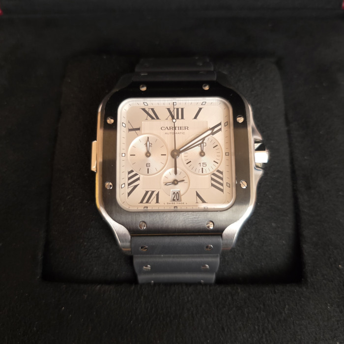 Cartier Santos Chrono Black ad lc steel WSSA0017 Like New 2023 Full Set