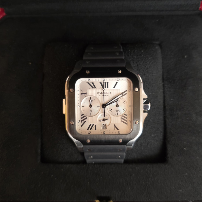 Cartier Santos Chrono Black ad lc steel WSSA0017 Like New 2023 Full Set