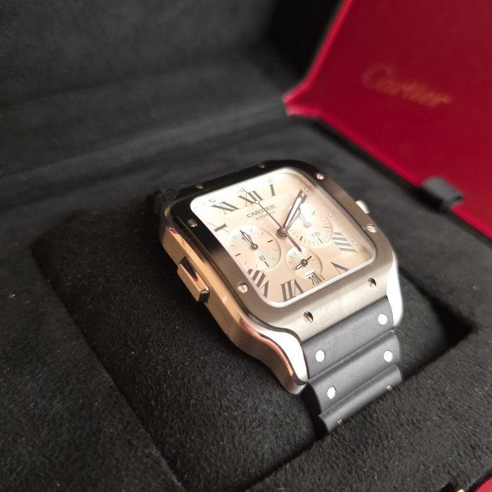 Cartier Santos Chrono Black ad lc steel WSSA0017 Like New 2023 Full Set