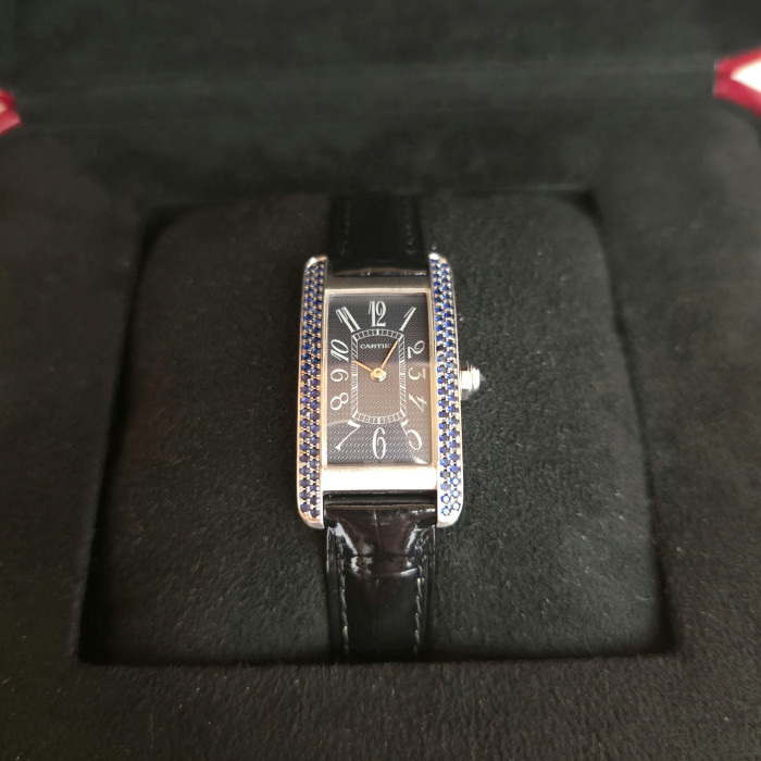 Cartier Tank Américaine WB705051 Blu Dial Blue Sapphires Like New