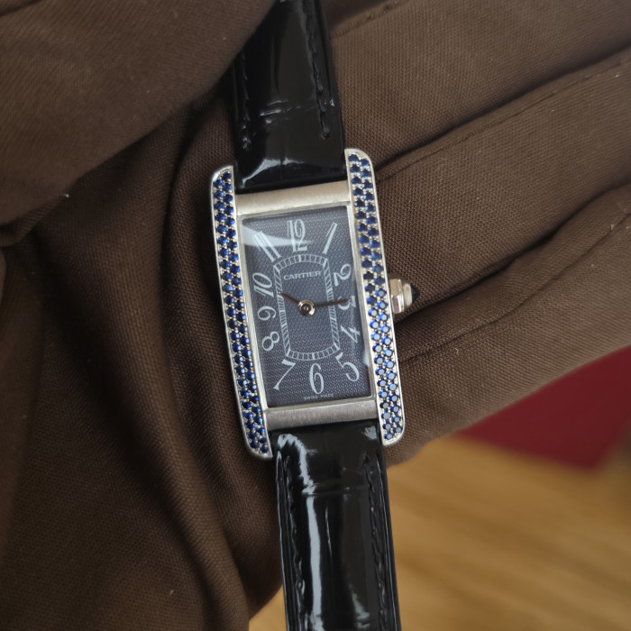 Cartier Tank Américaine WB705051 Blu Dial Blue Sapphires Like New