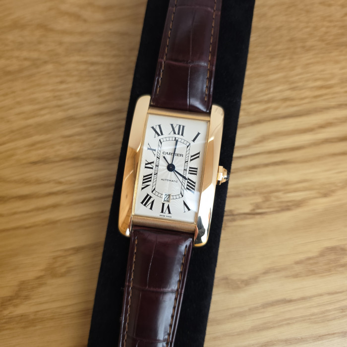 Cartier Tank Americaine XL 2927 Rose Gold Silver Dial Automatic Like New 2011Full Set