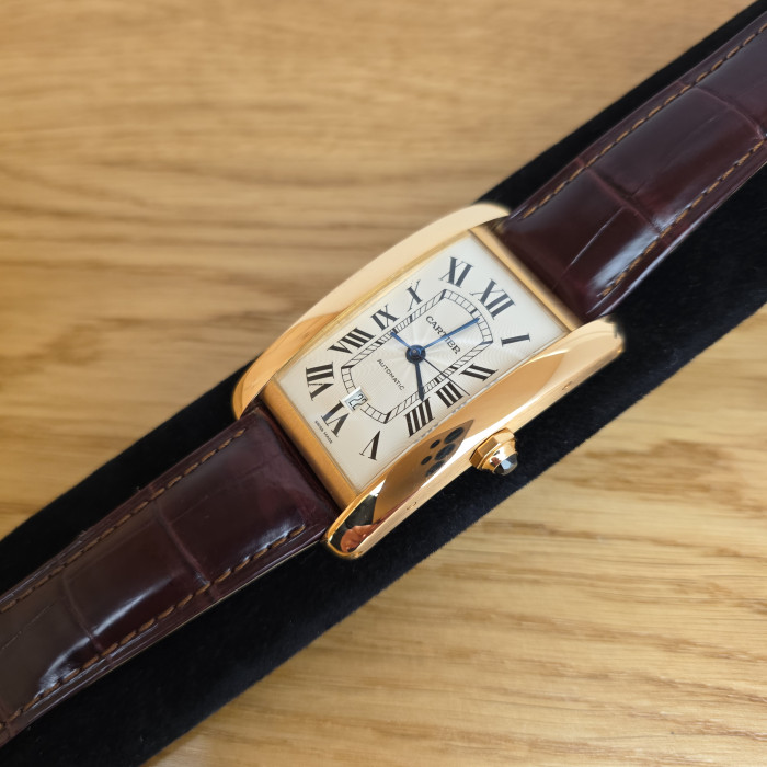 Cartier Tank Americaine XL 2927 Rose Gold Silver Dial Automatic Like New 2011Full Set