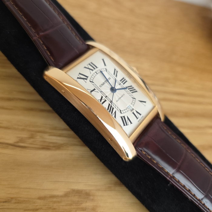 Cartier Tank Americaine XL 2927 Rose Gold Silver Dial Automatic Like New 2011Full Set