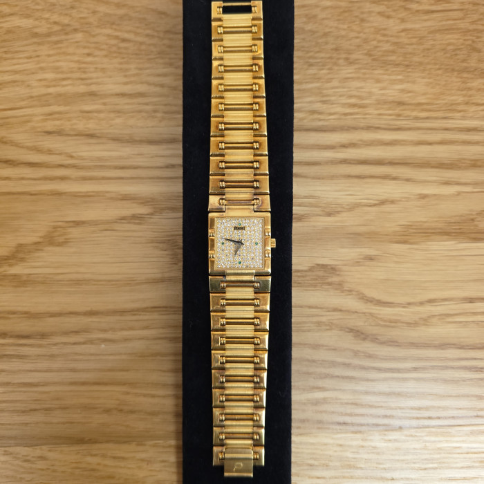 Piaget Emperador 18k Yellow Gold Diamond Pavé Dial Emerald