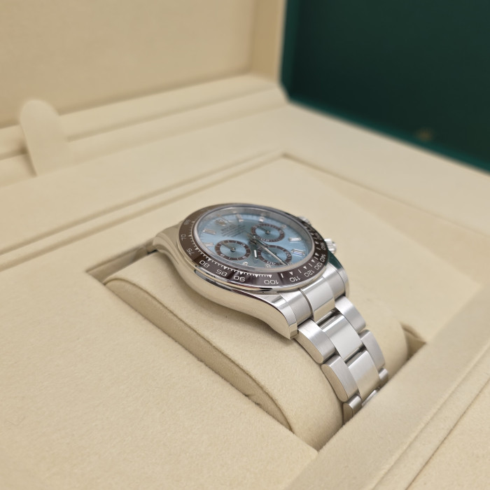 Rolex Daytona Cosmograph Platin Baguette Diamonds 126506 Ice Blue Dial Brand New 2025 Full Set