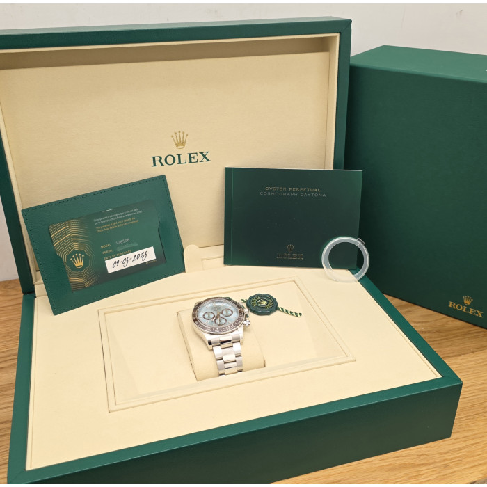 Rolex Daytona Cosmograph Platin Baguette Diamonds 126506 Ice Blue Dial Brand New 2025 Full Set