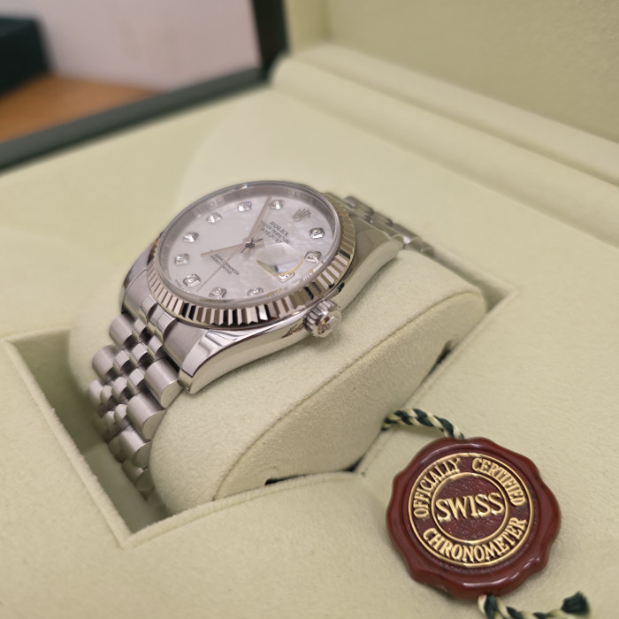 Rolex Datejust 36 Mop dial super Jubilee 116234 Perfect Condition 2013 Full Set
