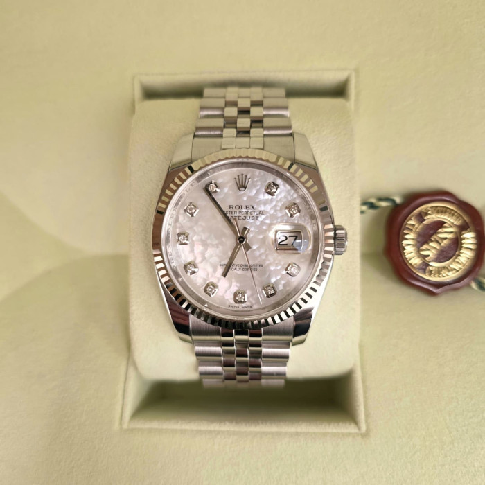 Rolex Datejust 36 Mop dial super Jubilee 116234 Perfect Condition 2013 Full Set