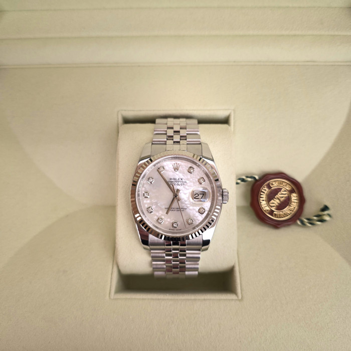 Rolex Datejust 36 Mop dial super Jubilee 116234 Perfect Condition 2013 Full Set