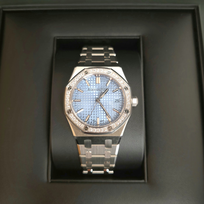 Audemars Piguet Royal Oak Selfwinding Dial ICE and diamond bezel 77451ST.ZZ.1361ST.03 Brand New 2026 Full Set