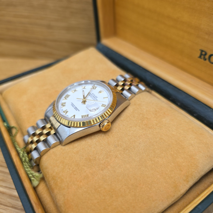 Rolex Datejust 36 Jubilee White Roman Dial 16233 Like New Full Set