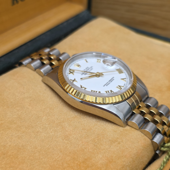Rolex Datejust 36 Jubilee White Roman Dial 16233 Like New Full Set