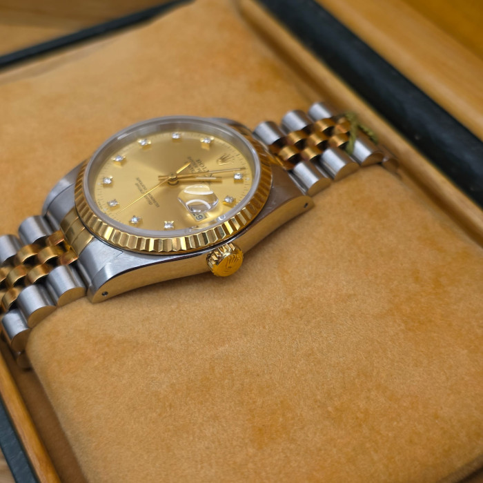 Rolex Datejust 36 Jubilee Diamond Champagne Dial 16233 Like New Full Set
