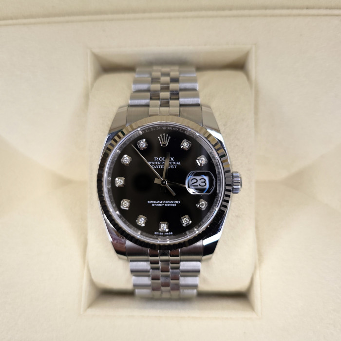 Rolex Datejust 36 Diamond Black Dial SuperJubilee 116234 Like New 2019 Full Set