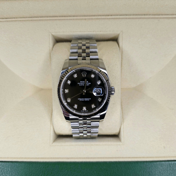 Rolex Datejust 36 Diamond Black Dial SuperJubilee 116234 Like New 2019 Full Set