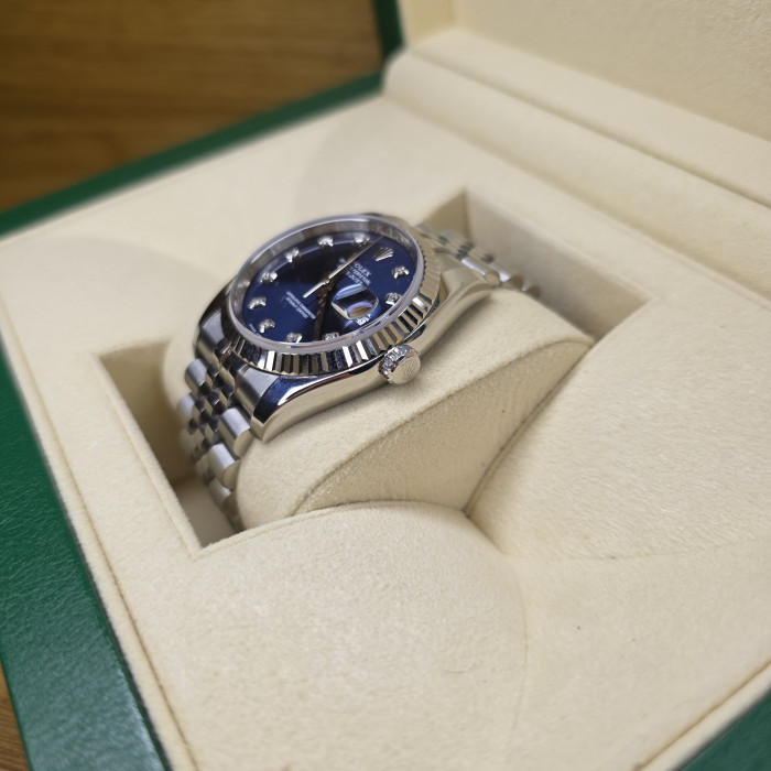 Rolex Datejust 36 Blue Diamond Dial Superjubilee 116234 Like New Full Set