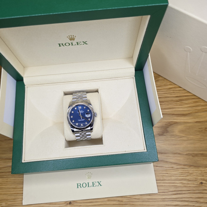 Rolex Datejust 36 Blue Diamond Dial Superjubilee 116234 Like New Full Set