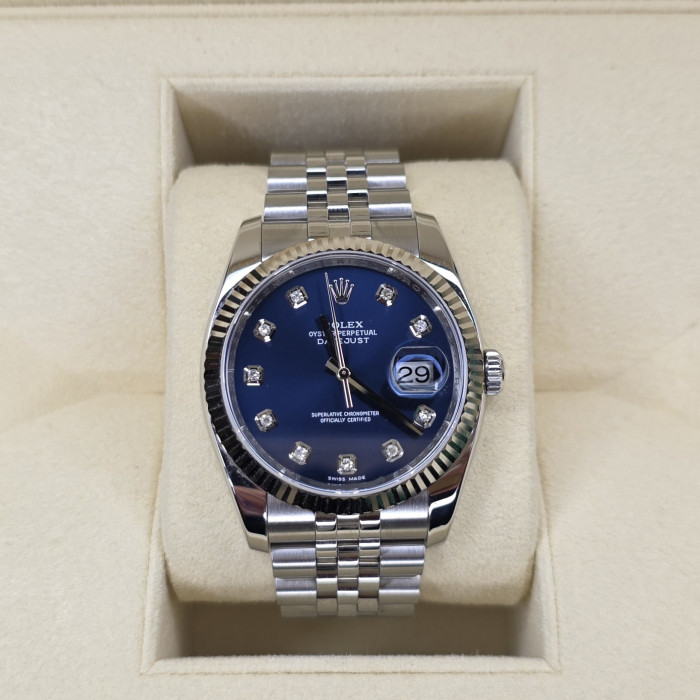 Rolex Datejust 36 Blue Diamond Dial Superjubilee 116234 Like New Full Set