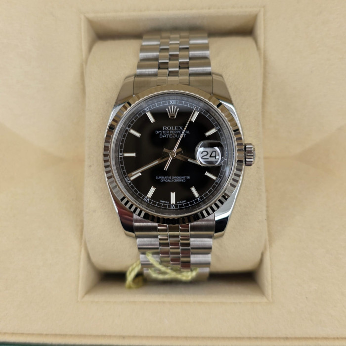 Rolex Datejust 36 Black Dial SuperJubilee 116234 Like New Full Set