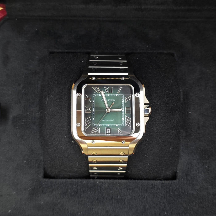 Cartier Santos Green Dial One bracelet WSSA0062 Brand New Full set