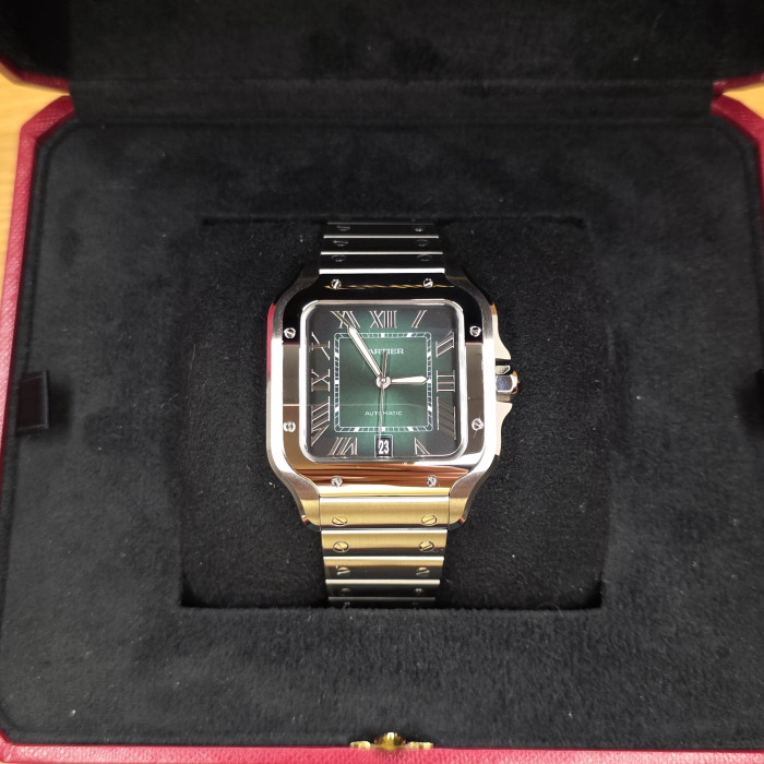 Cartier Santos Green Dial One bracelet WSSA0062 Brand New Full set